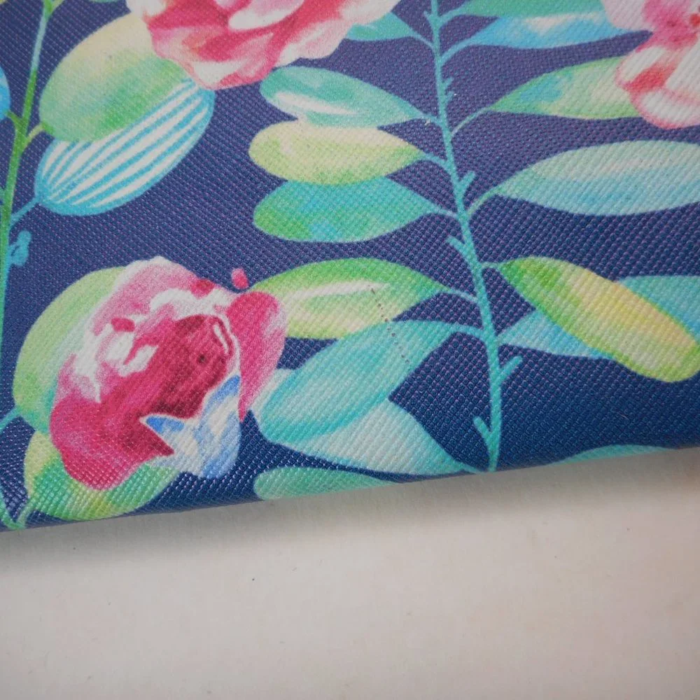L.I.B New York Brand Zip Pouch Blue / Pink Floral Pattern for Makeup Cosmetics